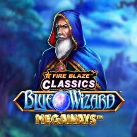 Official Slots logo: Fire Blaze Blue Wizard Megaways by Rarestone Gaming at OnlySpins Casino